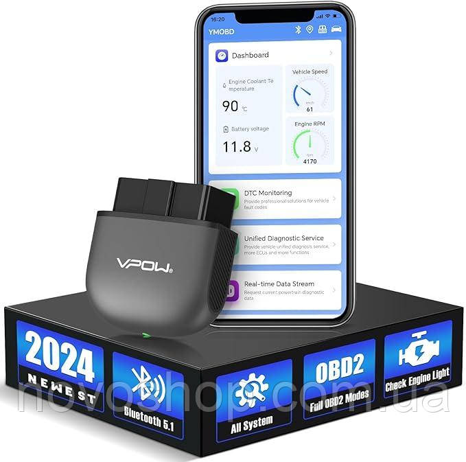 Зчитувач кодів VPOW B65 OBD2 Bluetooth 5.1 Інструмент діагностики автомобіля