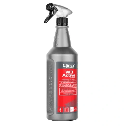Набір з 4 шт. Рідина для миття ванних кімнат Clinex W3 Active Shield 1л-душова кабіна умивальник сантехніка, фото 1