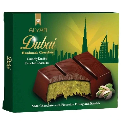 Набір з 4 шт. Преміум-шоколад з дубая "dubai Chocolate" 100г Alyan Tiktok,вірусний Kataifi, фото 1