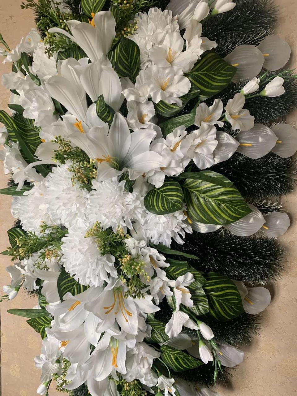 Вінок похоронний зі штучних квітів, 5 шт. Вінок похоронний Вінок похоронний 200*90 см, Білий, фото 1