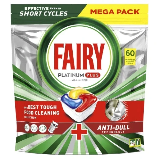 Набір з 2 шт. Капсули для посудомийної машини Fairy Platinum Plus All In One лимон 60 таблеток