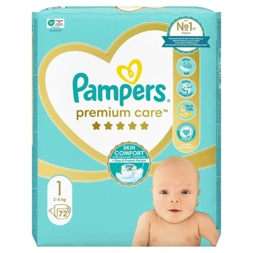 Набір з 2 шт. Підгузки Pampers Premium Care 1 72 шт. 2-5кг