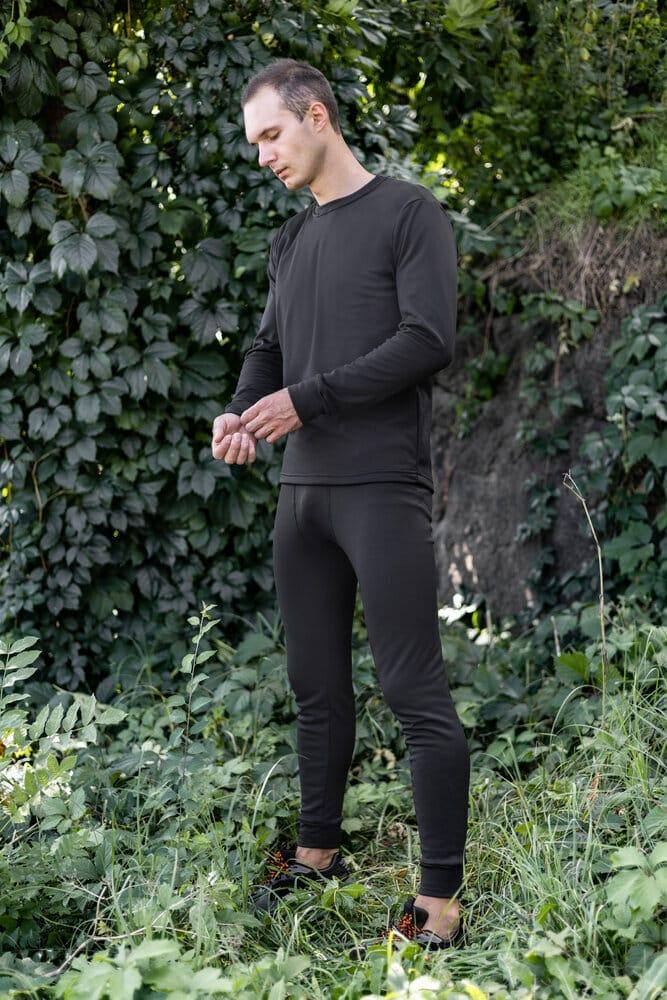 Чоловіча термобілизна зимова на флісі Pobedov Teplo чорне M, фото 1