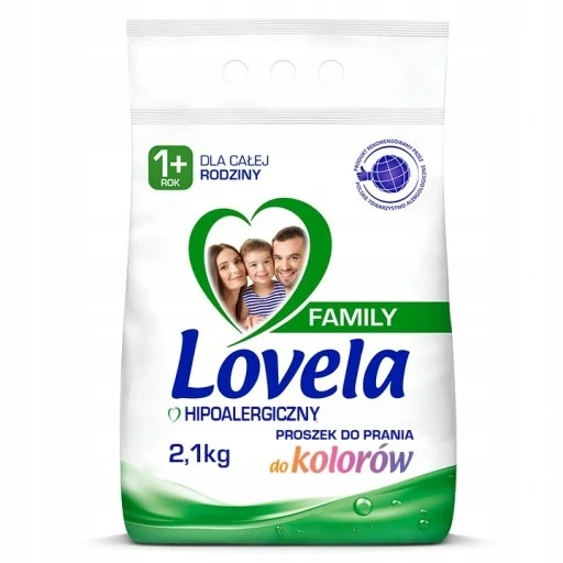 Набір з 3 шт. Lovelа Family гіпоалергенний пральний порошок для кольорового прання для сім'ї 2,1кг, фото 1