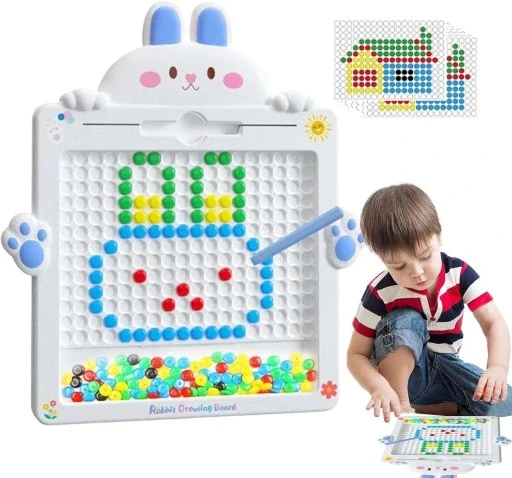Набір з 3 шт. Велика магнітна дошка Magpad крапки кролик Montessori мозаїка пазл, фото 1