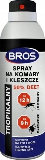 Набір з 3 шт. Спрей проти комарів та кліщів 50% Deet 180 мл Bros, фото 1