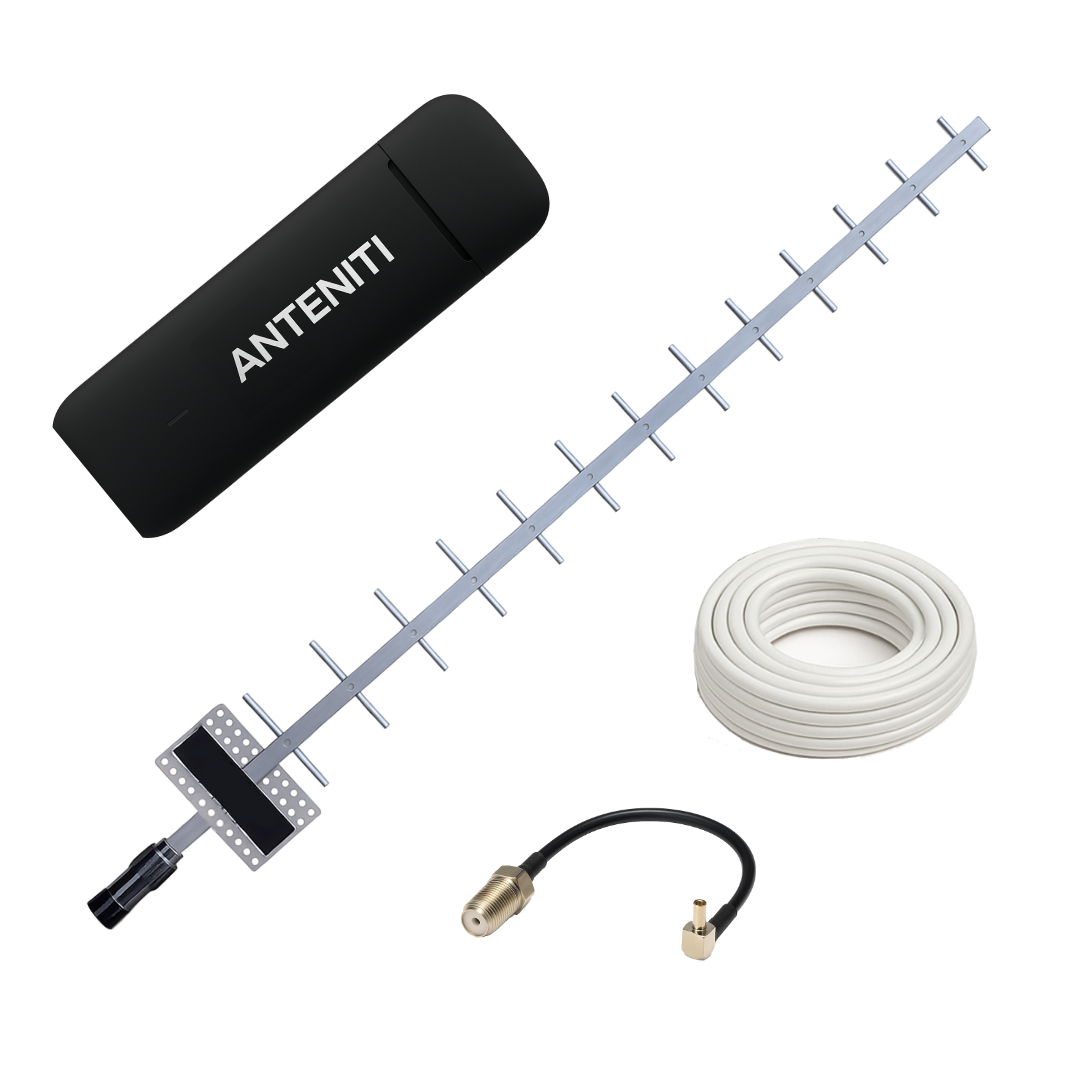 Комплект 4G інтернет USB модем Anteniti E3372 4G антена на 21 дБі з кабелем та перехідником (до 150 Мбіт/с)