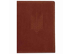 Обкладинка на паспорт 10004 CRAZY Тризуб коньяк ТМ ВІРНИЙ ДРУГ