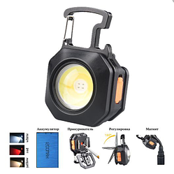 Ліхтар для кемпінгу LL-201, RB438, білий, жовтий, червоний, type-c, індикатор, магніт, карабін, запальничка