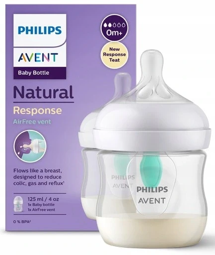 Набір з 2 шт. Avent пляшечка Natural 3 Response Airfree 125мл, фото 1