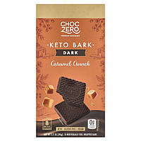 ChocZero, Keto Bark, чорний шоколад, хрустка карамель, 8 мінібатончиків, 90 г (3,2 унції)