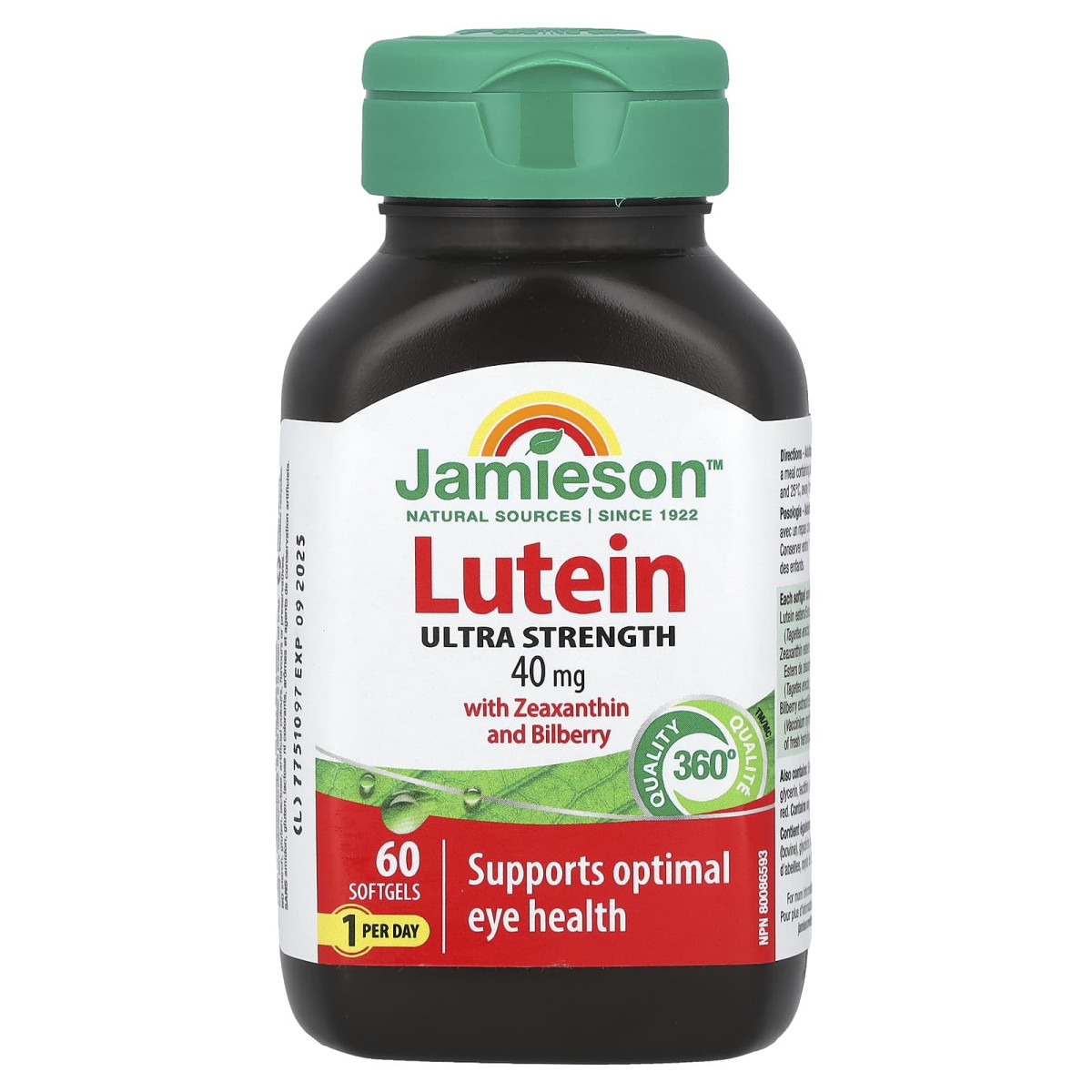 Jamieson Vitamins, лютеїн, суперактивна добавка, 40 мг, 60 капсул