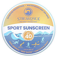 Stream2Sea, спортивний сонцезахисний крем, SPF 40, 80 г (2,8 унції)
