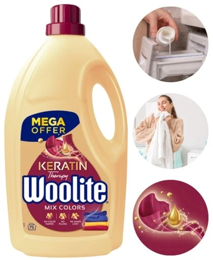Набір з 2 шт. Woolite рідина для прання кольорів захист інтенсивність кератинова терапія 4,5 л