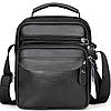 Чоловіча шкіряна барсетка через плече компактна функціональна з ручкою чорна Bexhill Bx-54551, фото 2