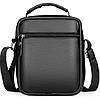 Чоловіча шкіряна барсетка через плече компактна функціональна з ручкою чорна 86802, фото 6