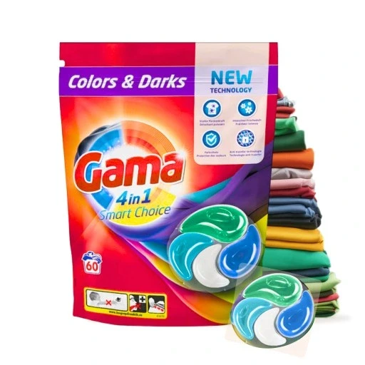 Набір з 2 шт. Капсули для прання Gama Colors & Darks 4 в 1 60 шт кольорові нова технологія