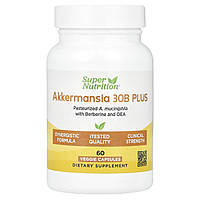 Super Nutrition, Akkermansia 30B PLUS, пастеризована муциніфіла (A. muciniphila) з берберином і OEA, 60 рослинних капсул