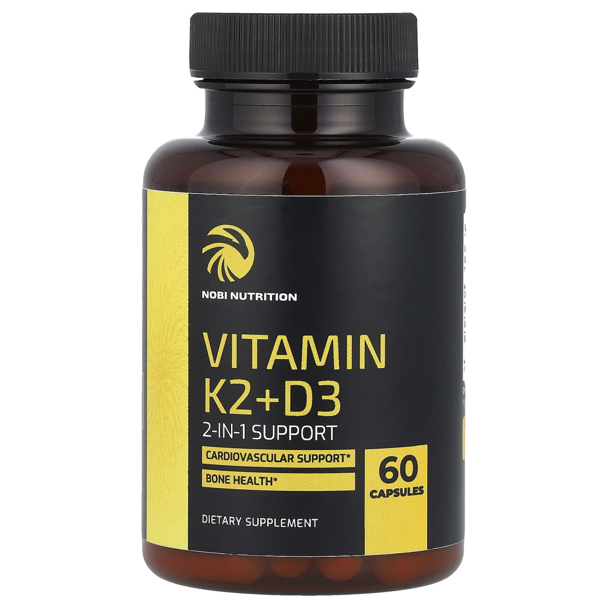 Nobi Nutrition, вітаміни K2 і D3, 60 капсул