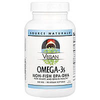 Source Naturals, веганські омега-3, 600 мг, 90 веганських капсул (300 мг на капсулу)