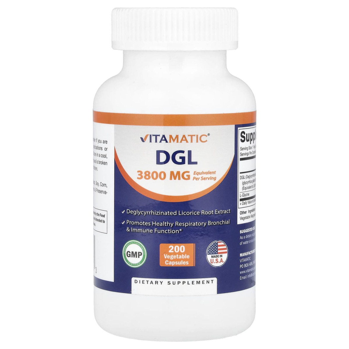 Vitamatic, DGL, 200 рослинних капсул