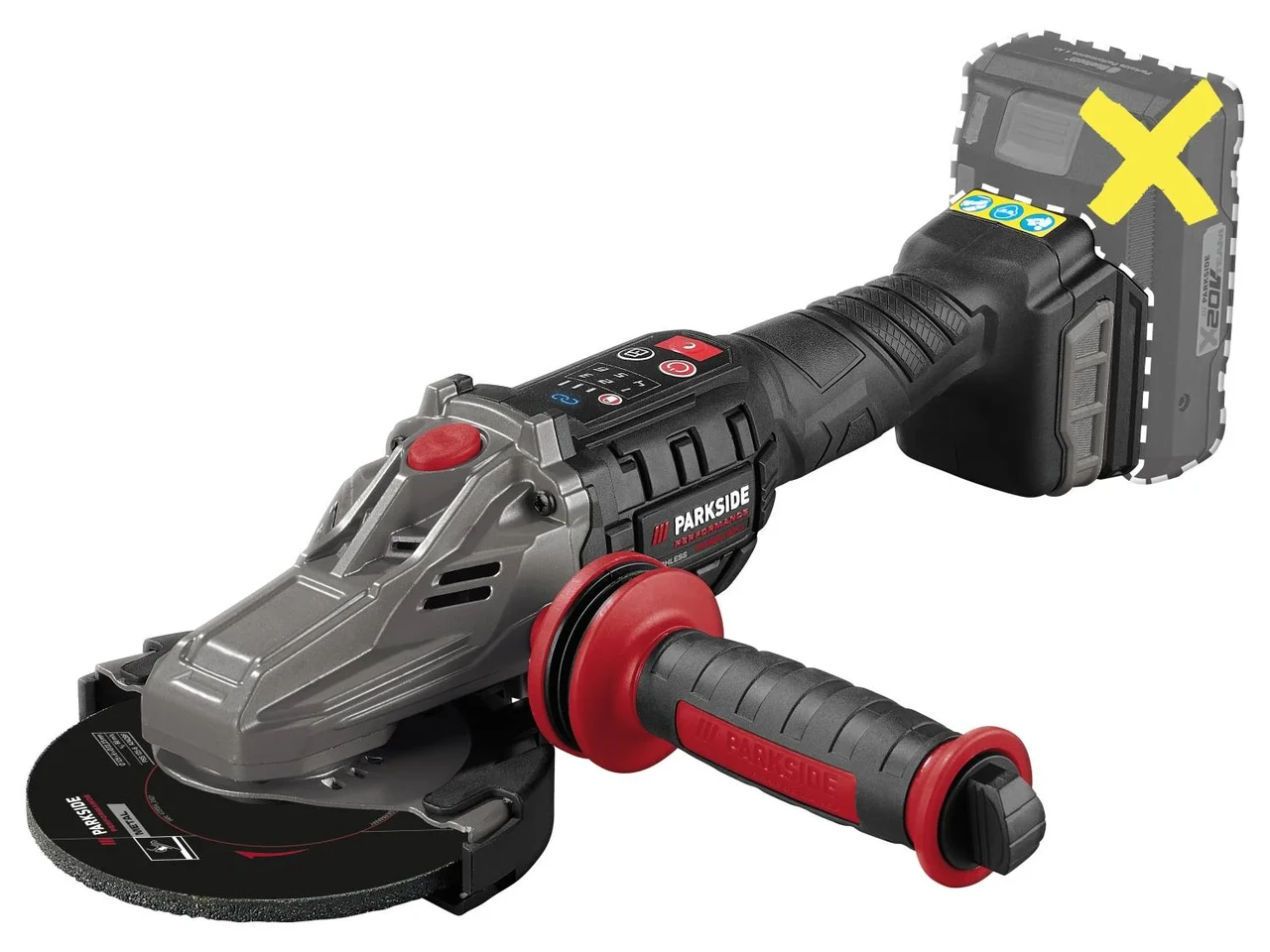 Акумуляторна кутова шліфувальна машина PARKSIDE PERFORMANCE PPWSFA 20-Li C4, фото 1
