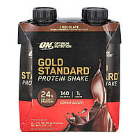 Optimum Nutrition, протеїновий коктейль Gold Standard, шоколад, 4 коробки по 325 мл (11 рідк. унцій)