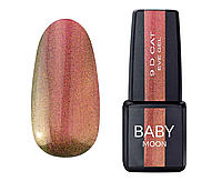 Гель-лак для нігтів з ефектом котячого ока Baby Moon 9D Cat Eye, CE№02, колір: шоколадний з золотом, 6 мл