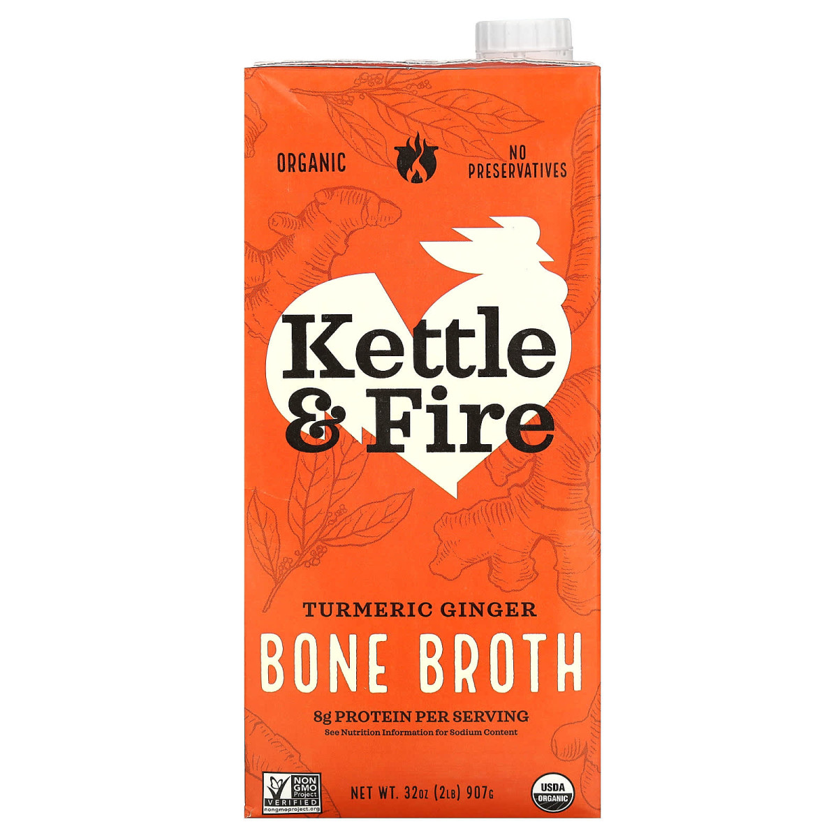 Kettle & Fire, кістковий бульйон, куркума та імбир, 907 г (32 унції)