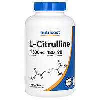 Nutricost, L-цитрулін, 1500 мг, 180 капсул (по 750 мг в 1 капсулі)