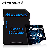 Карта памяти microSD Microdata 64Gb Class 10 + адаптер