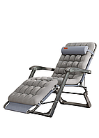 Розкладне крісло шезлонг садовий із подушкою та матрацом WCG FCB-S03PP розкладачка лежак кемпінговий для відпочинку