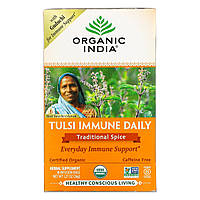 Organic India, Tulsi Immune Daily, традиційні спеції, без кофеїну, 18 пакетиків для настою, 1,27 унції (36 г)