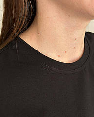 Чорна базова жіноча футболка Pobedov Freedom. Бавовняна жіноча футболка чорна XS