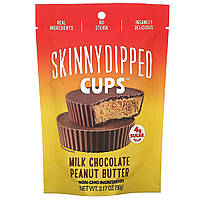 SkinnyDipped, Cups, арахісове масло з молочного шоколаду, 3,17 унції (90 г)