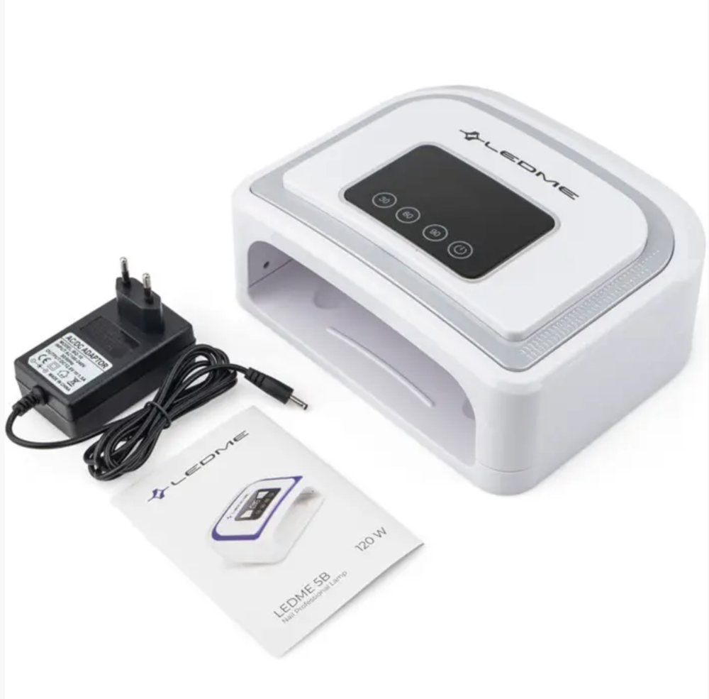 Лампа для манікюру з акумулятором LEDME 5B 120W, срібляста, фото 1