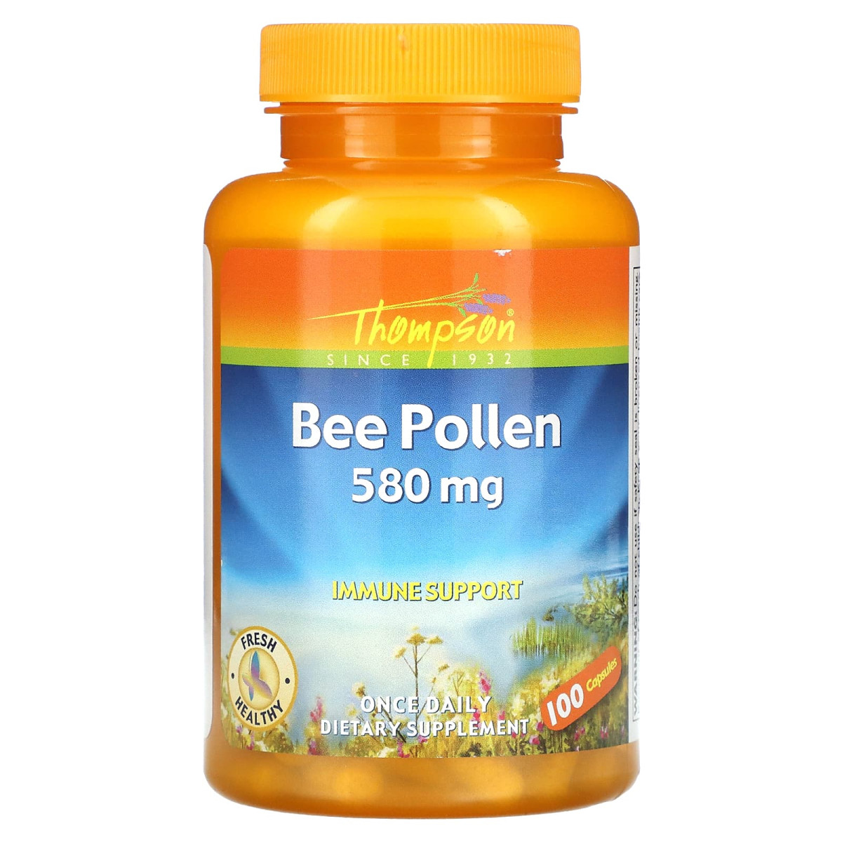 Бджолиний пилок, Bee Pollen, Thompson, 580 мг, 100 капсул