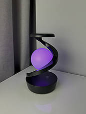 Світильник із левітуючою кулею 3D "Rotating Suspension Lamp" з функцією безпровідної зарядки 15w чорний, фото 5