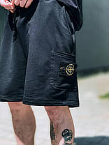 Літні чоловічі спортивні шорти Stone Island Black Чоловічі шорти Чорні Стон Айленд 100% бавовна із кишенями літо, фото 5