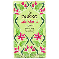 Без кофеїну, трави Пукка, Caffeine-Free, Pukka Herbs, Organic Tulsi Clarity, 20 пакетиків з трав'яним чаєм, 1,27 унції (36 г)