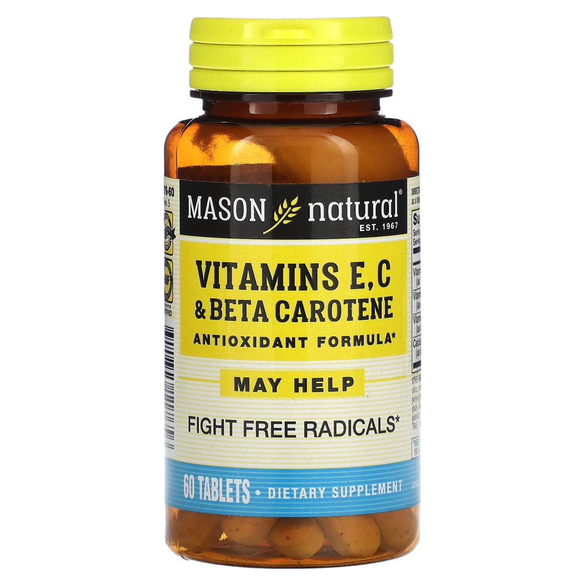 Антиоксиданти з вітаміном A вітаміном E і вітаміном C Mason Natural (Vitamin E C & Beta Carotene) 60 таблеток