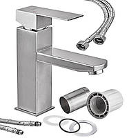 Змішувач для умивальника кубічний KUB-001 на раковину квадратний нержавійка куб квадрат