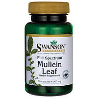 Листя коров'яку, Full Spectrum Mullein Leaf, Swanson, 500 мг, 60 капсул