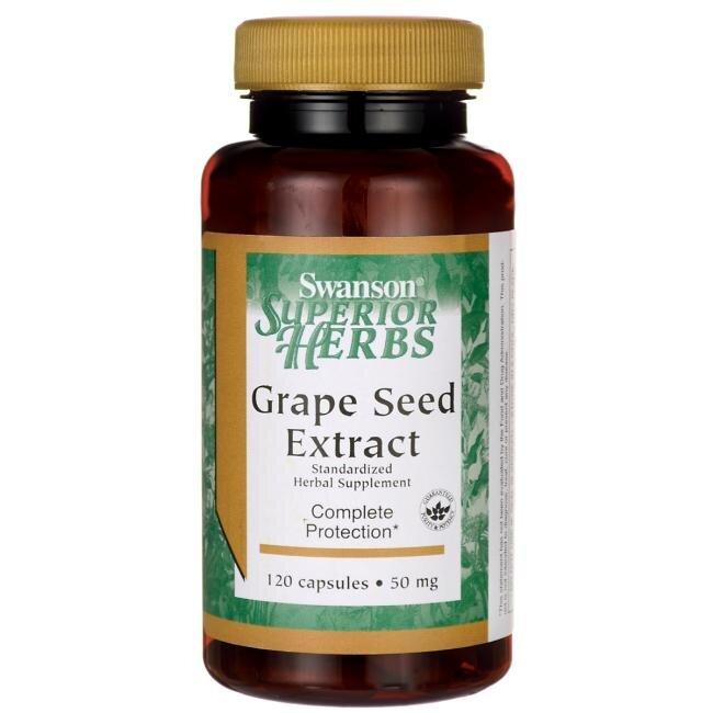 Екстракт виноградних кісточок, Grape Seed Extract (Standardized), Swanson, 50 мг, 120 капсул