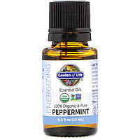 Органічна ефірна олія - м'ята перцева, заряджає енергією, Organic Essential Oil - Peppermint, Energizing, Garden of Life, 15 мл