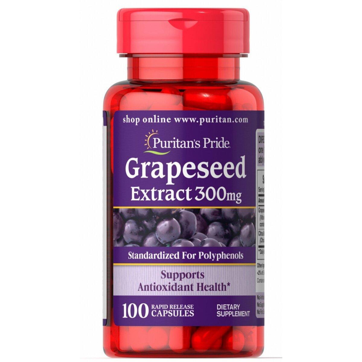 Екстракт виноградних кісточок, Grapeseed Extract, Puritan's Pride, 300 мг, 100 капсул