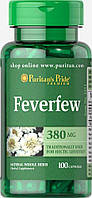 Пиретрум дівочий, Feverfew, Puritan's Pride, 380 мг, 100 капсул