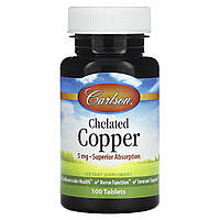 Хелат міді, Chelated Copper, Carlson Labs, 100 таблеток