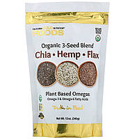 Органічна суміш із 3 видів насіння California Gold Nutrition (Organic 3-Seed Blend) 340 г