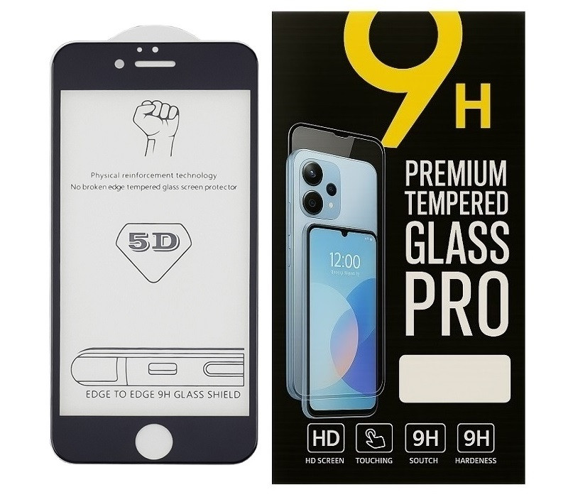 Захисне скло 5D для Apple iPhone 6 / 6s повне покриття, з чорною рамкою